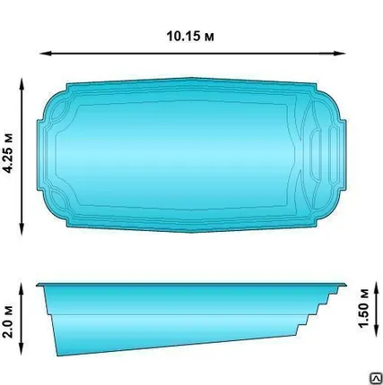 Фото №0 КОМПОЗИТНЫЙ БАССЕЙН ТОРРЕНС (10,15м х 4,25м х 1,5-2м)