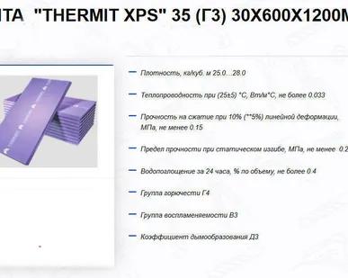 фото Утеплитель плита "THERMIT XPS" (Г4) 30х600х1200 L (13 шт, 0,271 м3)
