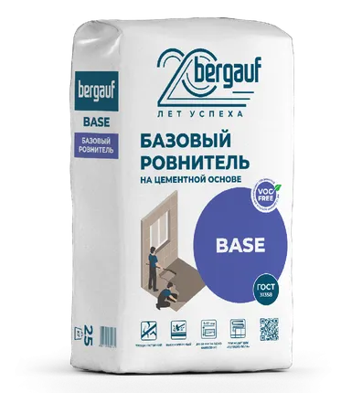 Фото №0 Пол БЕРГАУФ Base ровнитель цементный М150 /25кг/,от 5-50мм56меш/