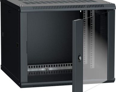 фото Шкаф 19 дюйм LINEA W 9U 600х600мм настен. стекл. дверь RAL9005 ITK LWR5-09U66-GF