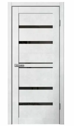 Фото №0 Дверь межкомнатная В1 (Barn) черное стекло, ПВХ, Бетон светлый 2000х600мм