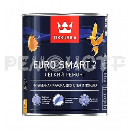 Фото №0 Краска вд интер  0,9л гл/мат Tikkurila EURO SMART 2 VVA (6) ВМ под заказ П