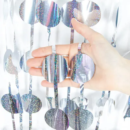 Фото №0 Занавес Круг, Лазерный, Серебро, Голография, 100*200 см, 1 шт.