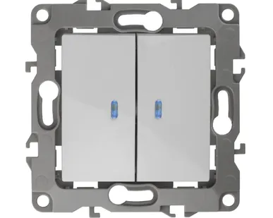 фото ЭРА Механизм выключателя 2-кл. СП Эра12 10А IP20 250В 10AX с подсветкой бел. Б0014657 ЭРА