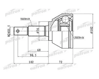фото Patron ШРУС наружный Koleos Patron PCV1698