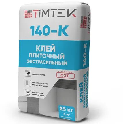 Фото №0 Клей плиточный ТИМТЕК 140-K Экстра сильный 1,4 Мпа класс С2Т25 кг 54 шт/пал