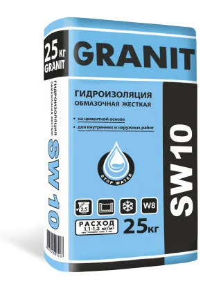 Фото №0 Гидроизоляция обмазочная GRANIT SW 10 W8 25кг (50шт в пал.)