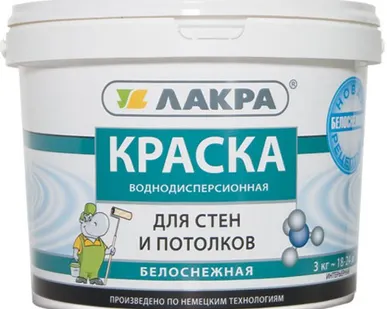фото Краска ВД для стен и потолков Белоснежная 14кг Лакра