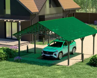 фото Двускатный навес №22 из поликарбоната 5,5х6,3 м