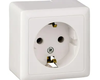 фото Розетка 1-м ОП Хит 16А с заземл. бел. SchE RA16-133-B