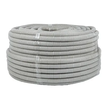 Фото №0 Труба гофрированная ПВХ 32мм с протяжкой серая электротехническая, 50м