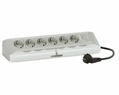 фото Настольный блок 6-и местн., с з/к, с выкл. (алюминий)...