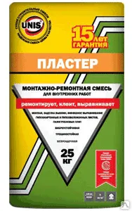фото Шпаклевка гипсовая монтажная Юнис Пластер, 25 кг