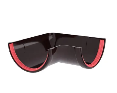 фото Угол желоба 90 град. универсальный ПВХ Grand Line коричневый (RR 32)