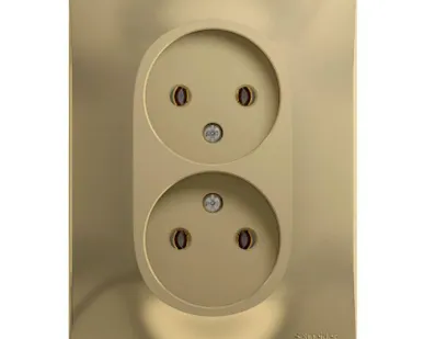 фото Розетка 2-м СП Glossa 16А IP20 без заземл. в сборе титан SchE GSL000420