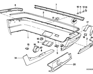 фото Молдинг заднего бампера правый BMW E34 (БМВ Е34)