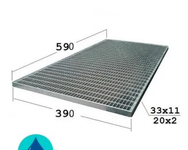 фото P 390х590 20/2 33х11 Zn придверная стальная грязезащитная решетка