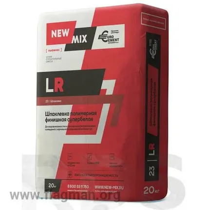 Фото №0 Шпатлевка полимерная финишная Нью Микс "LR", 20кг