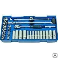 Фото №0 Набор торцевых головок 3/8" с аксессуарами, 34 пр., в ложементе-кейсе