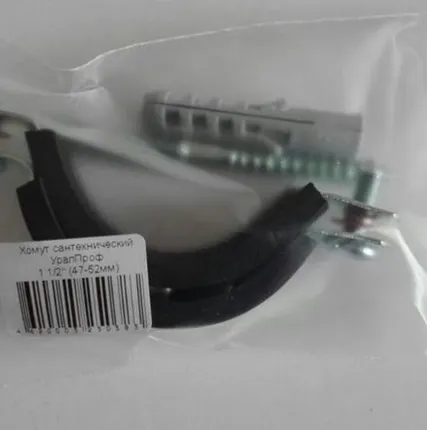 Фото №0 Хомут сантех с резиновым уплотнителем 2 1/2&quot;, Комплект (шпилька+дюбель)