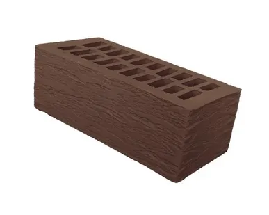 фото Кирпич лицевой керамический Коричневый «Rock» пустотелый полуторный