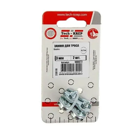 Фото №0 Зажим для троса Duplex 3мм (уп.2шт) Tech-Krep 108072