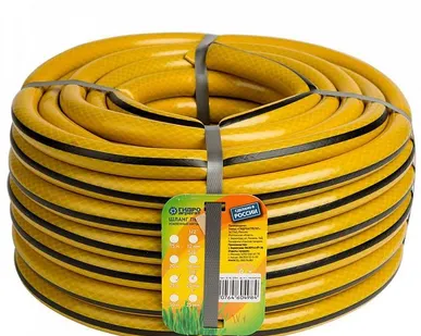фото Шланг полив. "Желт. с чер. полос." 3/4 25м (ПВХ, армир. 3-х слой., т/с 1,8м