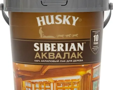 фото Лак HUSKY Лак для отделки деревянных поверхностей HUSKY SIBERIAN Аквалак 0,9 л полуматовый водный
