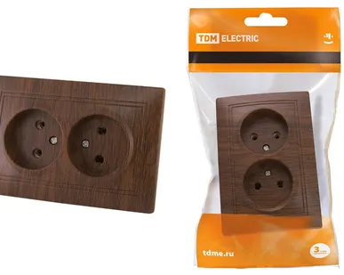 фото Розетка двойная 2П 10А 250В "ЭКО" (бук) "Таймыр" TDM