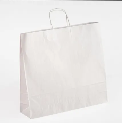 Фото №0 Пакет бумажный белый с кручеными ручками, 37х32х20 см