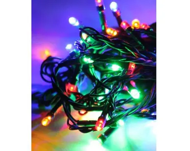 фото Гирлянда светодиодная 80LED зел. провод 8.8м (7.3+1.5) расстояние между лампами 10см 8 режимов мигания IP20 мультиколор Космос KOC_GIR80LED_RGB