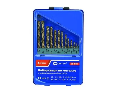 фото Набор свёрел по металлу с кобальтом 13 шт. (1,5-6,5 шаг 0,5+3,2+4,8) Cutop Profi арт. 48-601