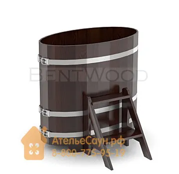 Фото №1 Купель для бани из дуба овальная 0,59х1,06 м (мореный дуб, полимерное покрытие, H = 1,0 м)