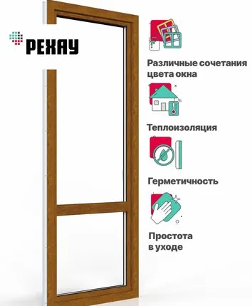 Фото №0 REHAU Пластиковая дверь ПВХ балконная РЕХАУ BLITZ 2100х800 мм (ВхШ), правая, двухкамерный стеклопакет, внешний цвет золотой дуб