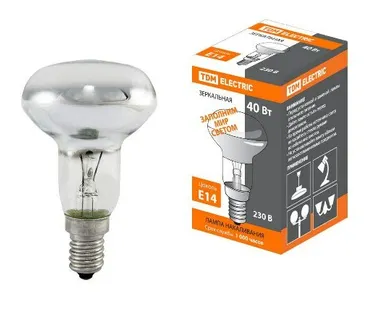 фото Лампа накаливания зеркальная R50-40 Вт-230 В-Е14 TDM