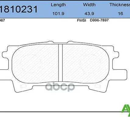 Фото №0 Колодка Тормозная 1040.00 Aywiparts Aw1810231 Задние AYWIparts арт. AW1810231