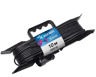 фото Удлинитель-шнур на рамке 1х10м 6А ПВС 2х0.75 Космос YPKsm10m-1g(6A)
