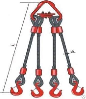 Фото №0 Строп канатный четырехветьевой 4СК-4,0 3м 2 т-крюк