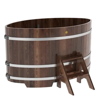 Фото №0 Купель для бани из лиственницы овальная 1,12х1,83 м (мореная, полимерное покрытие, H = 1,0 м)