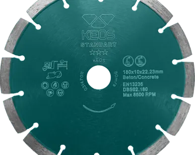 фото Диск алмазный KEOS Standart сегментный (бетон) 180мм/22,23 (DBS02.180)