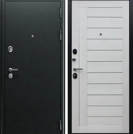 Фото №0 Входная дверь Соло антик серебро-лиственница беленая АСД