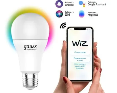 фото Светодиодная лампа Gauss SMART HOME A60 8,5W 806Lm 2700-6500K Мультиколор E27 1170112