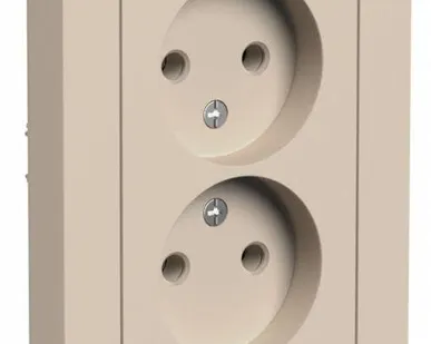 фото Розетка 2-м. AtlasDesign 16А без заземл. в сборе песочн. SE ATN001220