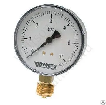 Фото №0 Манометр WATTS MDR 1/2" 6 бар нижн. подкл. 80 мм