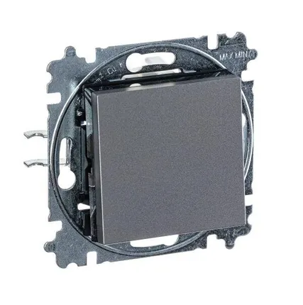 Фото №2 Переключатель 1-кл. СП Levit IP20 сталь/дым. черн. ABB 2CHH590645A6069