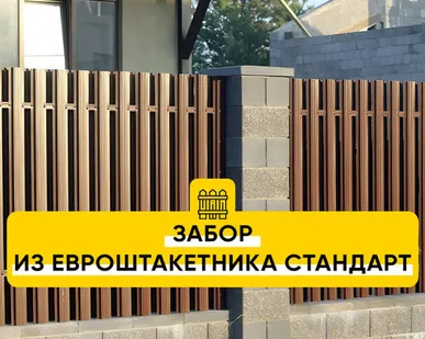 фото Забор из Евроштакетника Стандарт RAL 8017, 8019, 7024, 6005, 3005, 7004, 9003, 9005