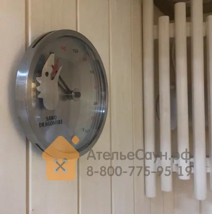 Фото №5 Термометр из стали Sawo Dragonfire FireMeter 232-TM-DRF (с лазерной гравировкой)