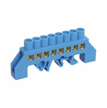 Фото №0 Шина на 8 отверстий синяя 8х12 в комбинированном DIN-изоляторе IEK