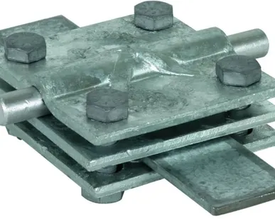 фото 321045 Крестообразный соединитель для надземного и подземного монтажа c промежут. пластиной Rd/Fl=8-10/30-40 мм Fl=30-40/30-40 мм St/tZn