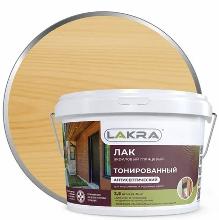 Фото №0 Лак в/д тонированный Бесцветный 2,5кг Л-С